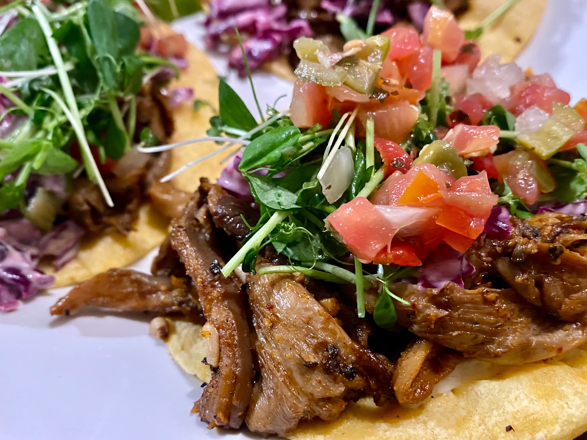 Blue Oyster Tacos with Microgreens and Pico