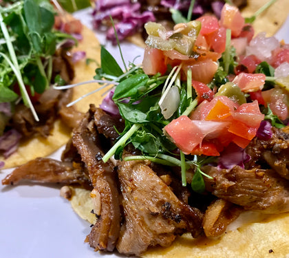 Blue Oyster Tacos with Microgreens and Pico