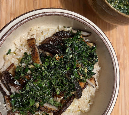 Roasted Shiitakes with Chimichurri